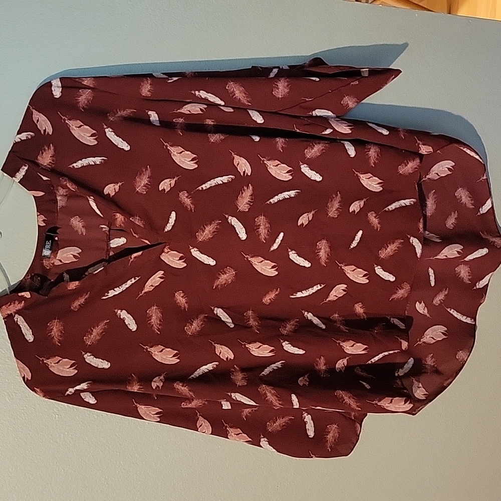 Sheer burgundy feather blouse
